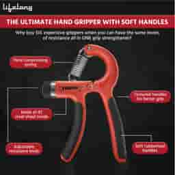 Lifelong Adjustable Hand Grip Strengthener, Hand Gripper for Men & Women Black