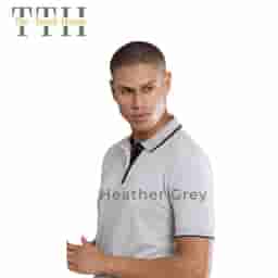 TTH Jacquard Polo T Shirt Grey Melange