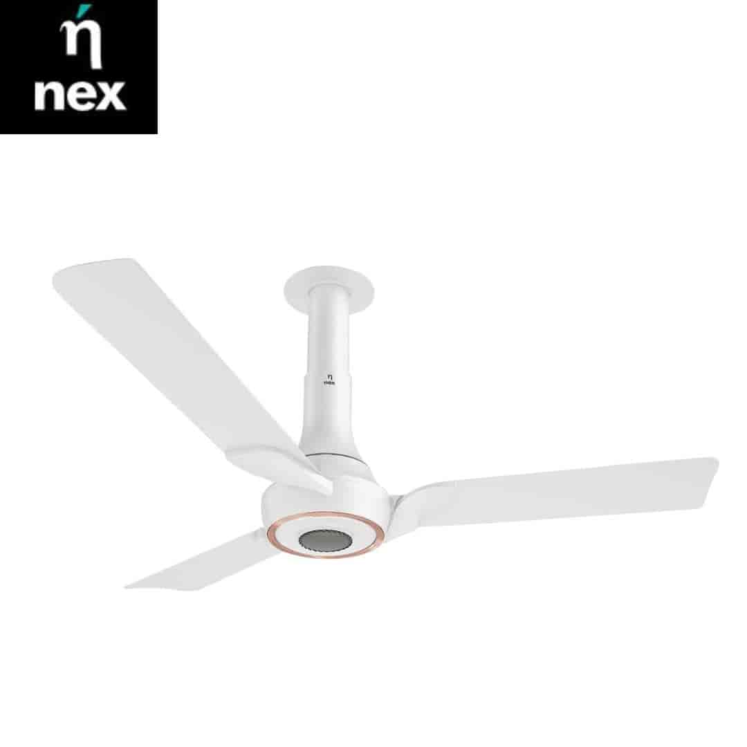 Nex Nex Glyde A70 1200 mm star rated Ceiling Fans | 20% Higher Air Thrust | Remote Control |Cotton White