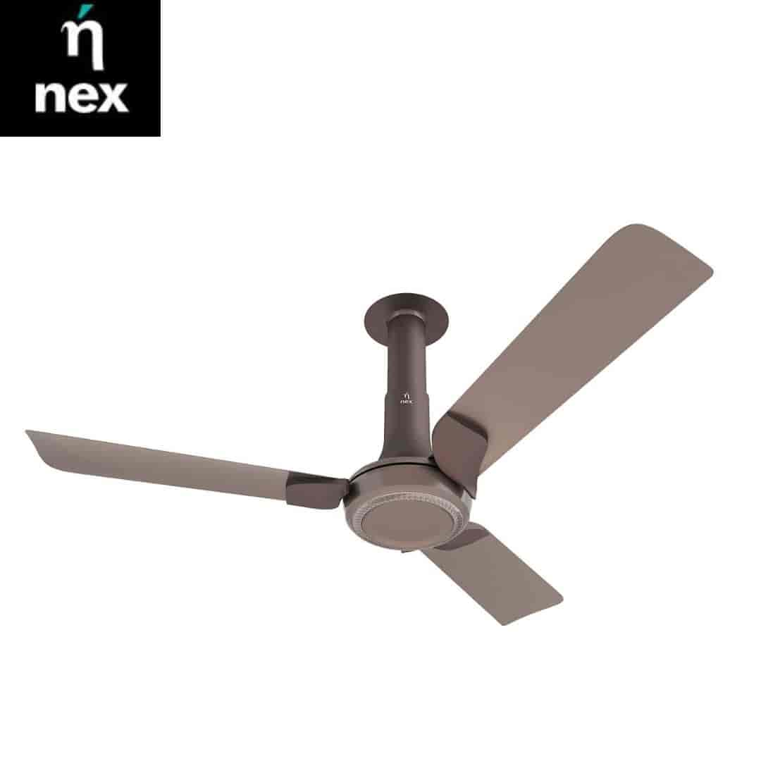 Nex Nex Glyde A60 1200 mm star rated Ceiling Fans | 20% Higher Air Thrust | Remote Control | Airlfuence� Al Blade|Mist Brown