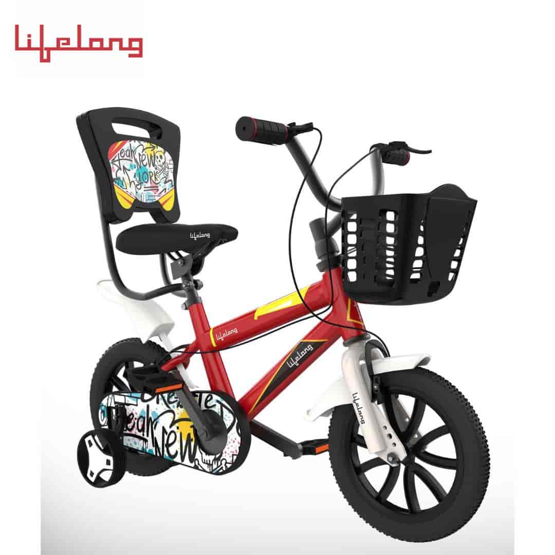 Lifelong 12T Cycle for Kids 2 to 5 Years - Bike for Boys and Girls -Balance Wheels & Mudguard- 95% Pre-Assembled Frame Size: 8" -Suitable for Children Under 3 Feet Height -Unisex Cycle (LLBC1201, Red)